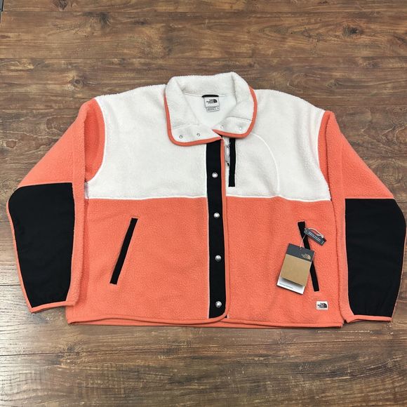 The North Face Women Cragmont Fleece Jacket Orange White Black ColorBlock XL NWT - Picture 4 of 9